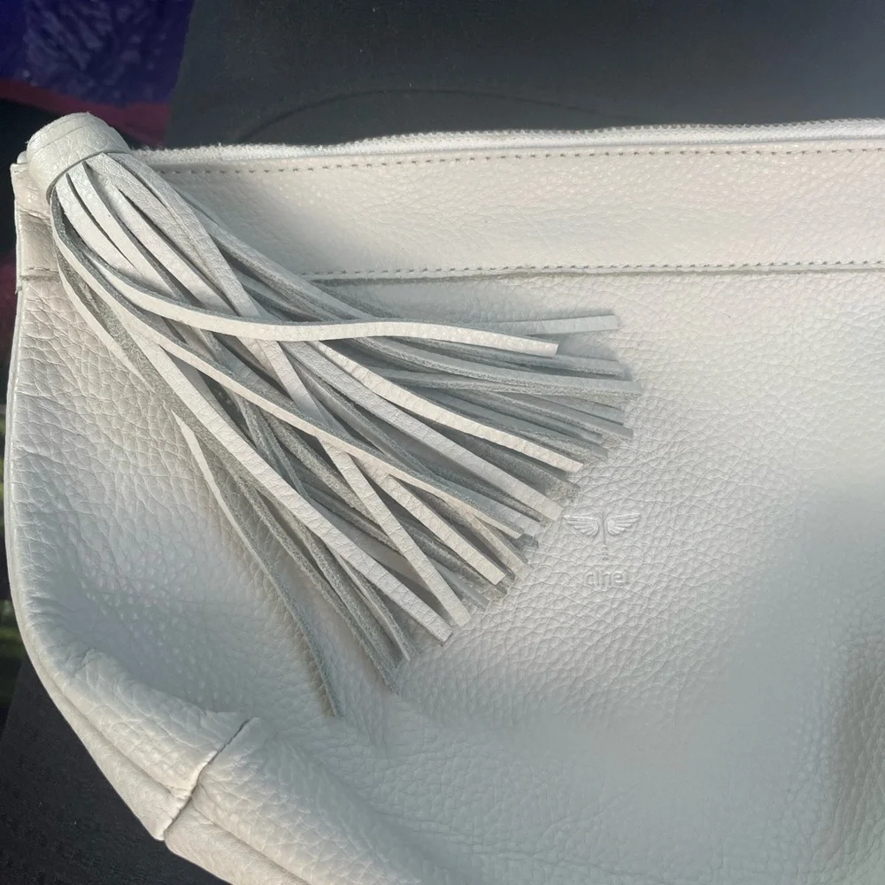 Leather Tassel Wristlet Clutch - grey Clhei